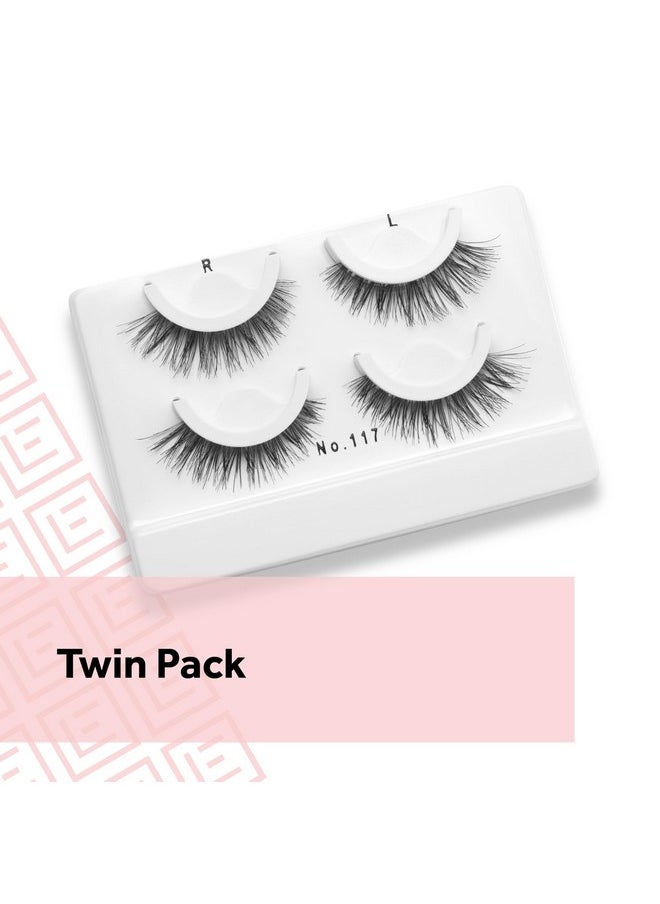Eylure Pre-Glued Wispy Light Texture Eyelashes, No.117, Twin Pack