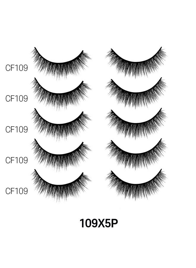 Laflare 3D Cashmere False Eyelashes Multipack, Ultra Soft, Glam, Luxurious, Cruelty-Free, Reusable, Fake Eyelashes 5 Pairs Value Pack (109X5P)