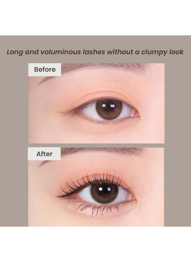 Dailism Smudge Stop Mascara, Volumizing & Lengthening, Long-lasting, Waterproof, Smudge-proof, Non-Clumping, Washable Cleansing Korean Mascara, 0.32oz/9g - Black Volume