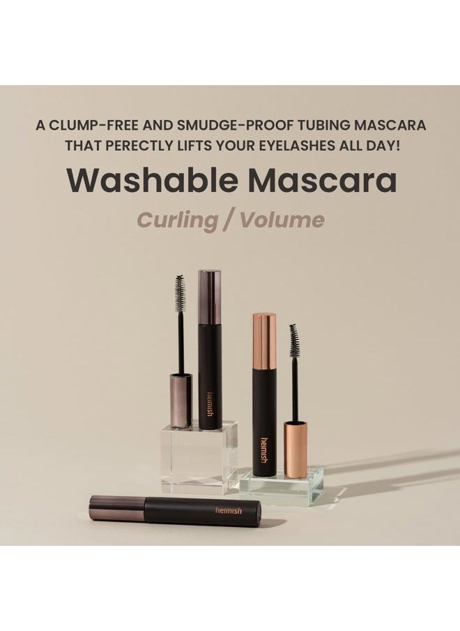 Dailism Smudge Stop Mascara, Volumizing & Lengthening, Long-lasting, Waterproof, Smudge-proof, Non-Clumping, Washable Cleansing Korean Mascara, 0.32oz/9g - Black Volume