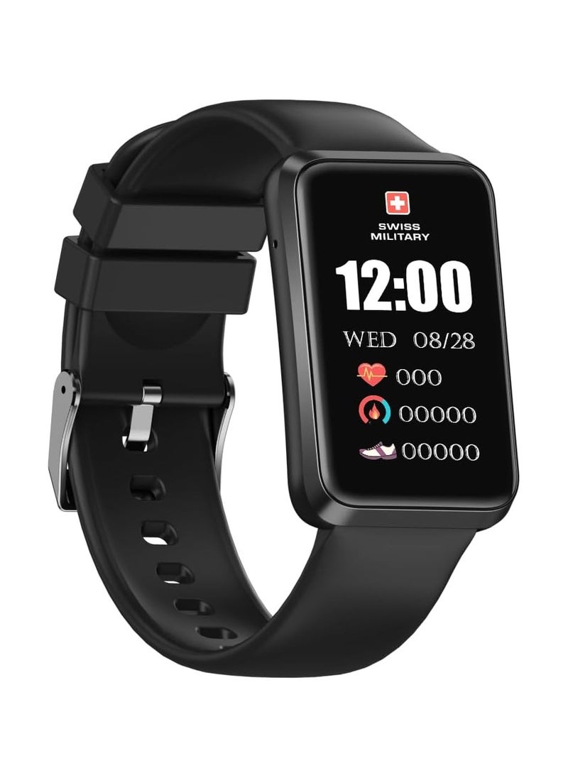 Swiss Military Rhine2 Smart Band 1.57” Display, Bluetooth Calling, Multi Language, Health & Sports Tracking, 7 Days Battery, IP67, iOS/Android Compatible, Black Strap