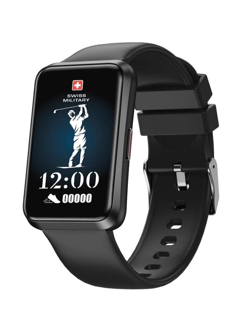 Swiss Military Rhine2 Smart Band 1.57” Display, Bluetooth Calling, Multi Language, Health & Sports Tracking, 7 Days Battery, IP67, iOS/Android Compatible, Black Strap