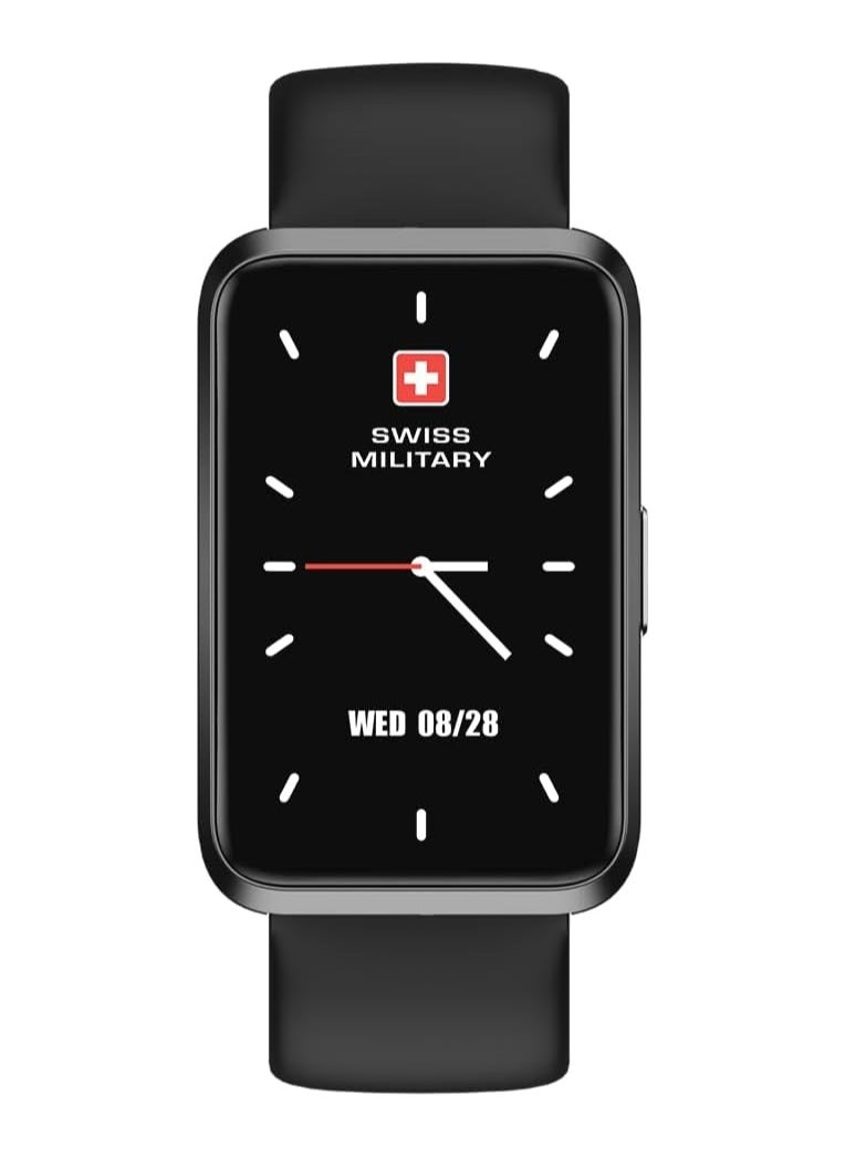 Swiss Military Rhine2 Smart Band 1.57” Display, Bluetooth Calling, Multi Language, Health & Sports Tracking, 7 Days Battery, IP67, iOS/Android Compatible, Black Strap
