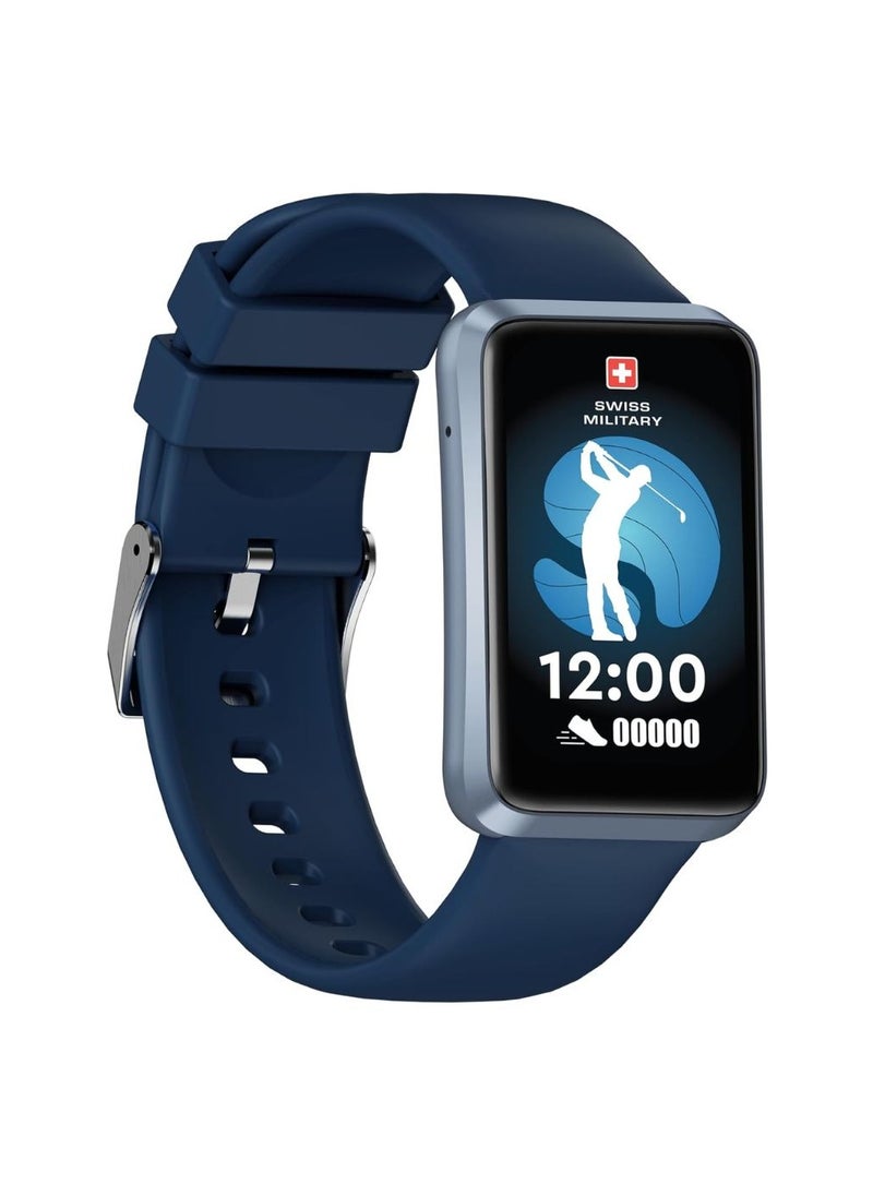Swiss Military Rhine2 Smart Band 1.57” Display, Bluetooth Calling, Multi Language, Health & Sports Tracking, 7 Days Battery, IP67, iOS/Android Compatible, Blue Strap