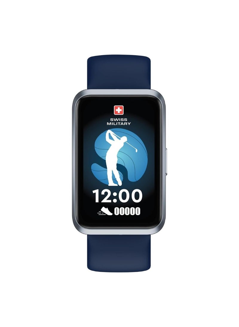 Swiss Military Rhine2 Smart Band 1.57” Display, Bluetooth Calling, Multi Language, Health & Sports Tracking, 7 Days Battery, IP67, iOS/Android Compatible, Blue Strap