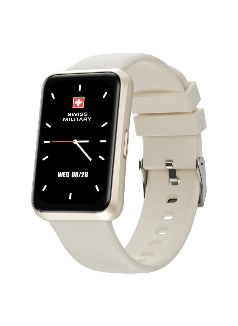 Swiss Military Rhine2 Smart Band 1.57” Display, Bluetooth Calling, Multi Language, Health & Sports Tracking, 7 Days Battery, IP67, iOS/Android Compatible, White Strap