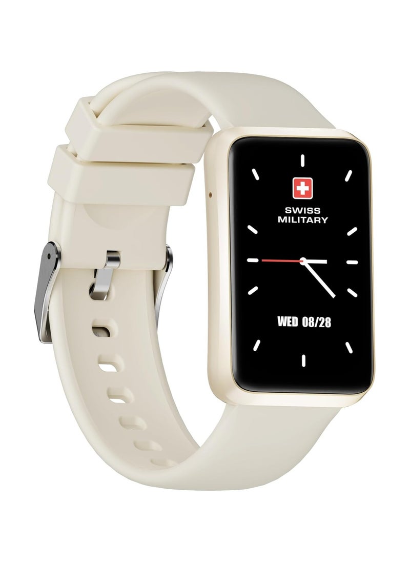 Swiss Military Rhine2 Smart Band 1.57” Display, Bluetooth Calling, Multi Language, Health & Sports Tracking, 7 Days Battery, IP67, iOS/Android Compatible, White Strap