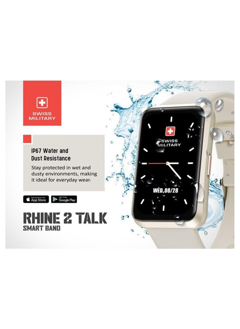 Swiss Military Rhine2 Smart Band 1.57” Display, Bluetooth Calling, Multi Language, Health & Sports Tracking, 7 Days Battery, IP67, iOS/Android Compatible, White Strap