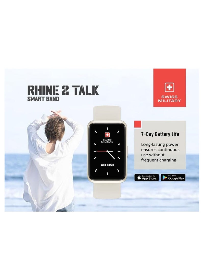 Swiss Military Rhine2 Smart Band 1.57” Display, Bluetooth Calling, Multi Language, Health & Sports Tracking, 7 Days Battery, IP67, iOS/Android Compatible, White Strap
