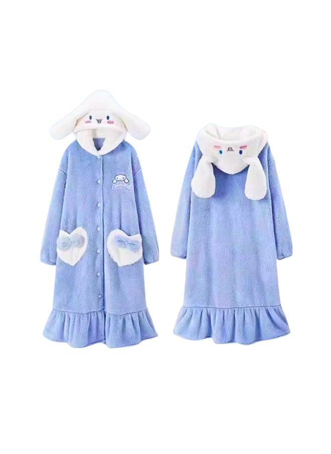 Cute Sanrio Cinnamoroll Fleece Pajama Robe – Cozy Homewear Dress for Women