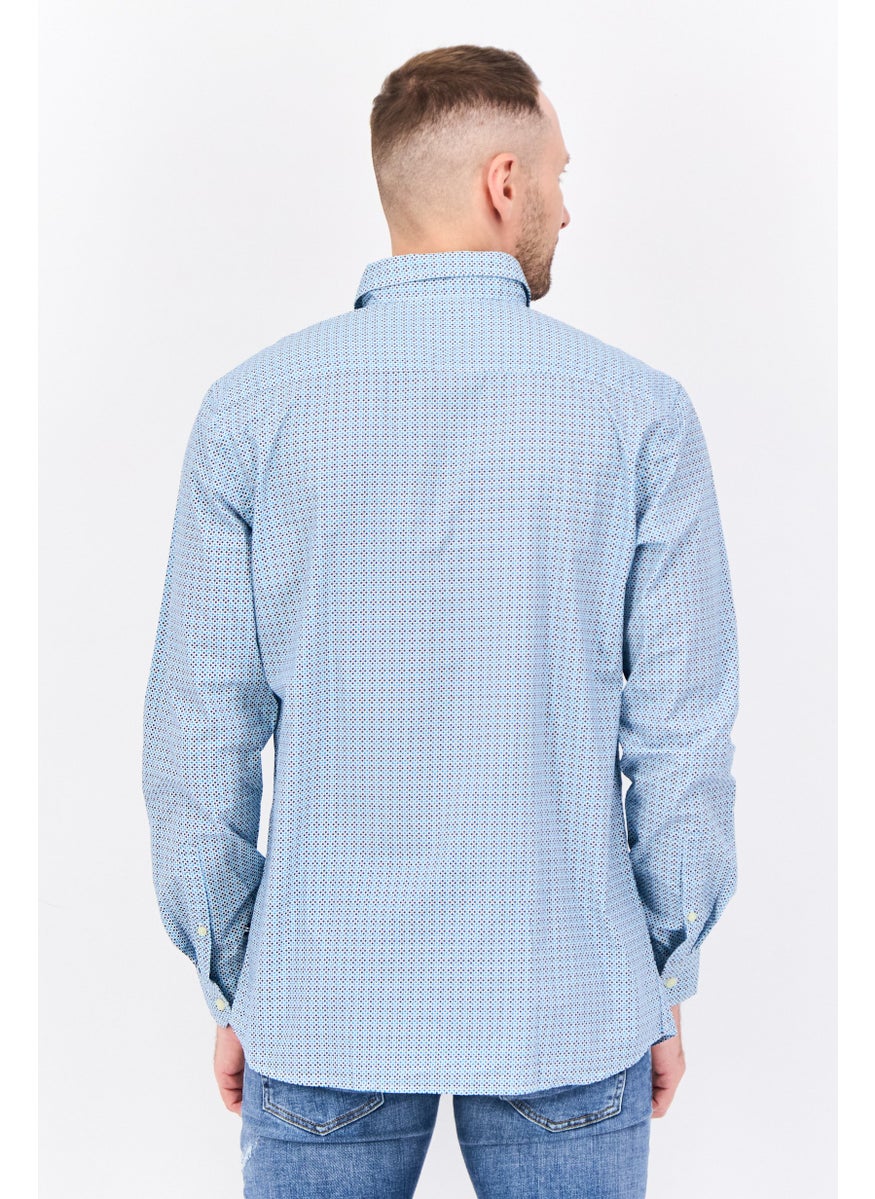 Men Slim Fit Allover Print Long Sleeves Casual Shirt, Multicolor