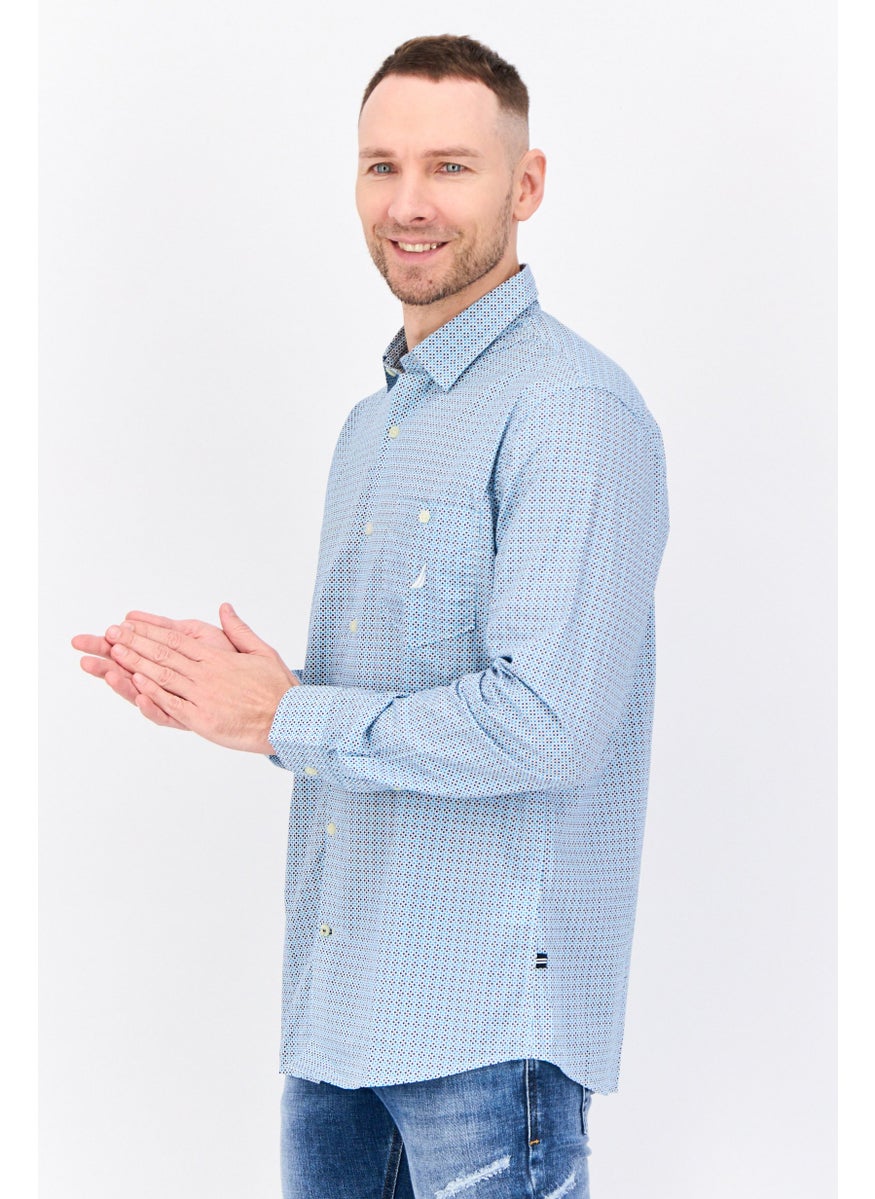 Men Slim Fit Allover Print Long Sleeves Casual Shirt, Multicolor