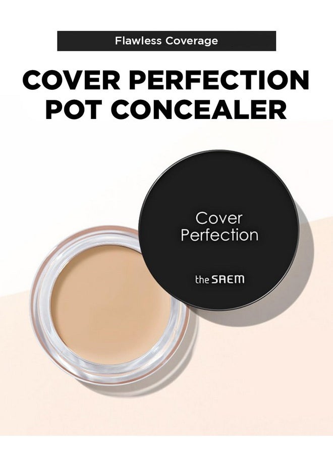 THESAEM Cover Perfection Pot Concealer #01 Clear Beige - High Adherence & Coverage Balm, Conceals Blemish & Acne Spots, Matte Finish Sebum Control for Oily and Combination Skin