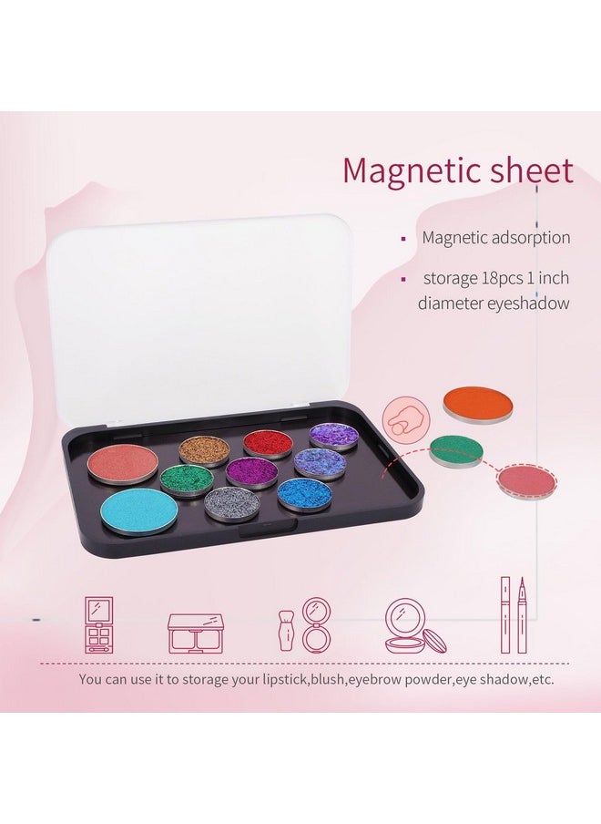 AJLTPA Magnetic Makeup Palette with Frosted Clear Top, 3Pack Empty Eyeshadow Dispensing Storage Box with 60Pcs Adhesive Metal Stickers for DIY Cosmetics Blush Powder-6.69