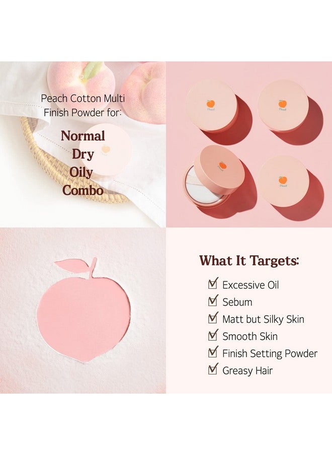 SKINFOOD Peach Cotton Multi Finish Powder 5g - Korean Peach Extract & Calamin Sebum Control Face Powder - Silky Setting Powder - Setting Powder for Oily Skin - Sweet Peach Scent for Soft Skin