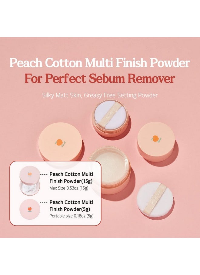 SKINFOOD Peach Cotton Multi Finish Powder 5g - Korean Peach Extract & Calamin Sebum Control Face Powder - Silky Setting Powder - Setting Powder for Oily Skin - Sweet Peach Scent for Soft Skin