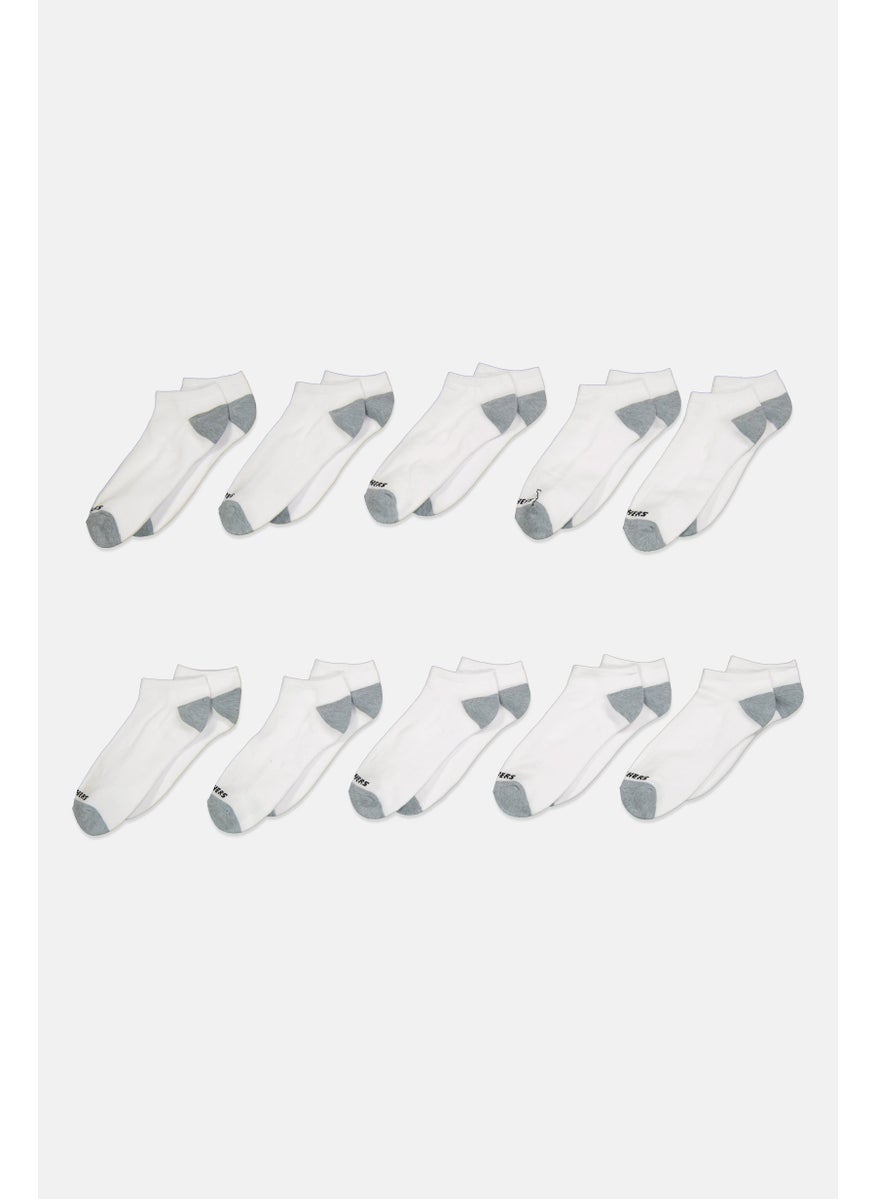 Men 10 Pairs Brand Logo No Show Socks, Multicolor