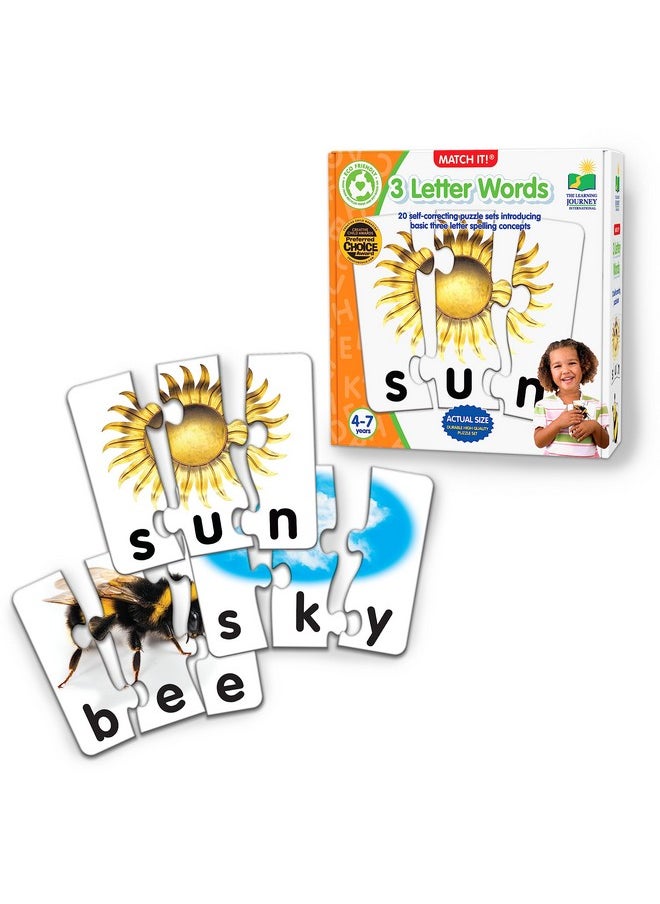 The Learning Journey: Match It! - 3 Letter Words - 20 Self-Correcting - Large Pieces Reading & Spelling Puzzle Set - Matching Activity for Kids Ages 4-7