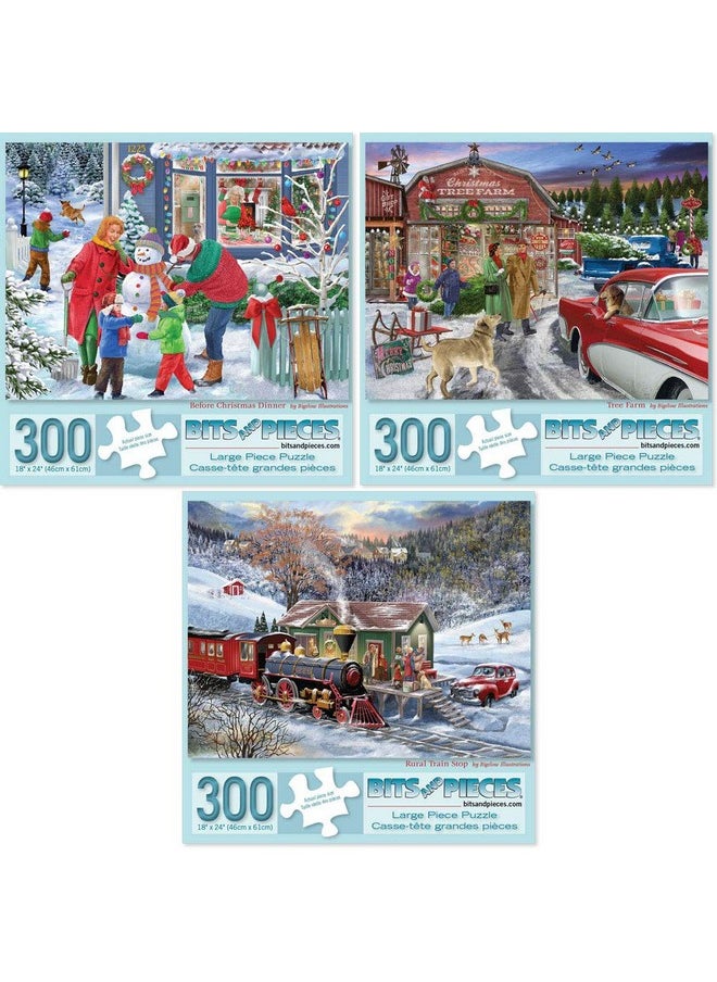 Bits and Pieces - Value Set of Three (3) 300 Piece Jigsaw Puzzles for Adults - Each Puzzle Measures 18