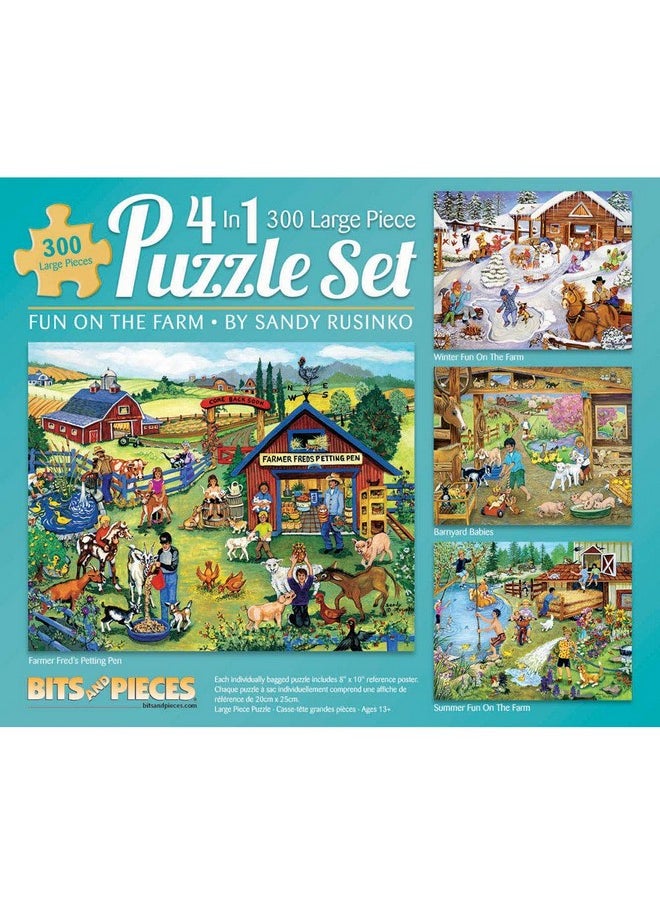 Bits and Pieces - 4-in-1 Multi-Pack - 300 Piece Jigsaw Puzzles for Adults-Each Measures 16