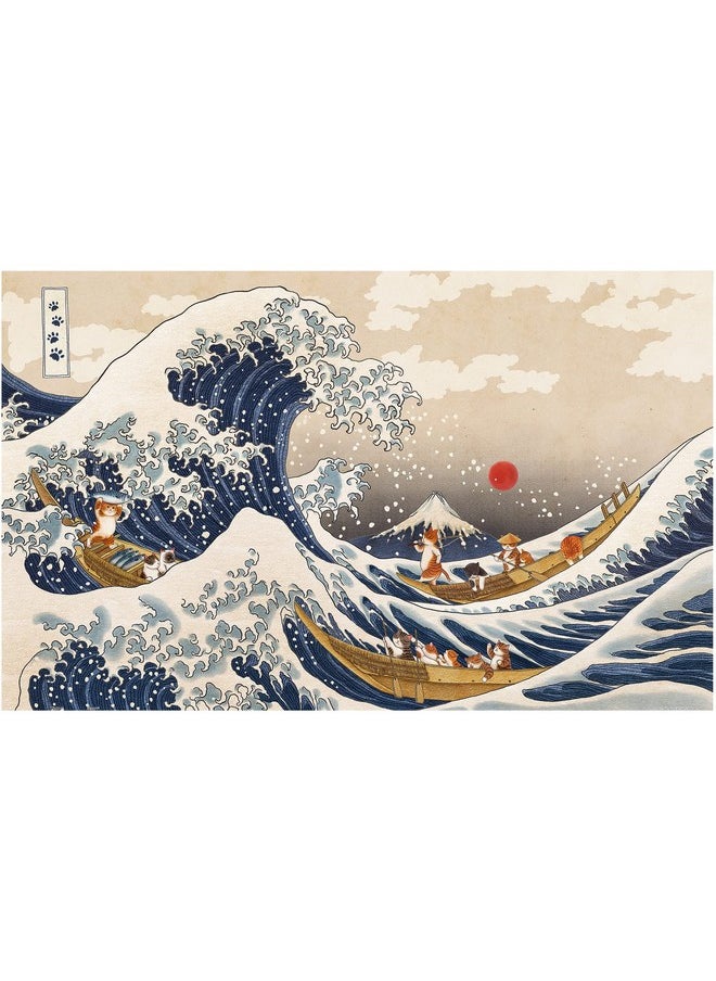 Pintoo Jigsaw Puzzles 1000 Piece for Adults - Nyangsongi - Cats Wave Beautiful Plastic Puzzle for Home Decor Zero Dust Easy Storage [H3181]