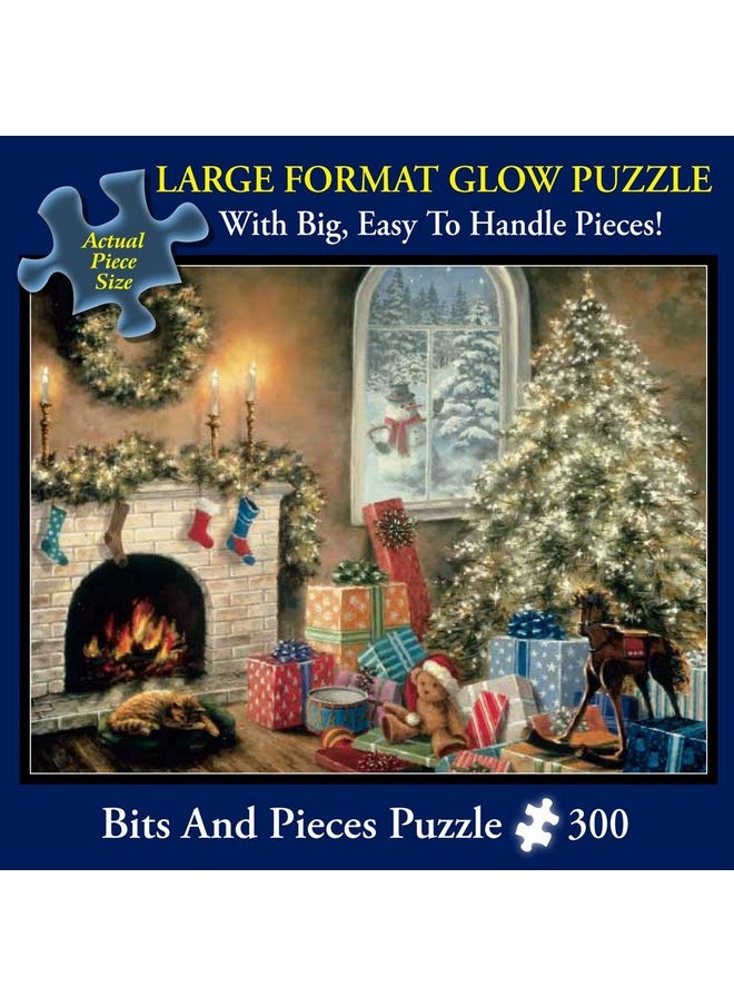Bits and Pieces - 300 Large Piece Glow in The Dark Puzzle for Adults - Not a Creature was Stiring, Christmas Eve, Holiday - by Artist Nicky Boehme - 300 pc Jigsaw