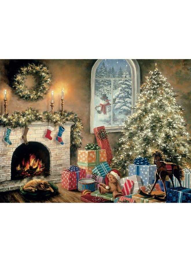 Bits and Pieces - 300 Large Piece Glow in The Dark Puzzle for Adults - Not a Creature was Stiring, Christmas Eve, Holiday - by Artist Nicky Boehme - 300 pc Jigsaw