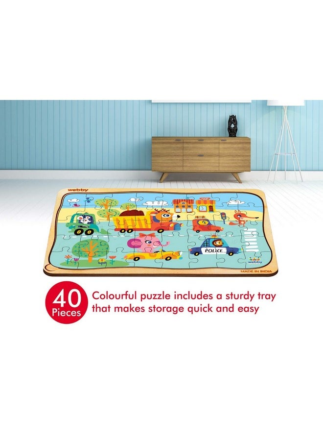 Webby The Kiddy Traffic Light Wooden Jigsaw Puzzle, 40Pcs