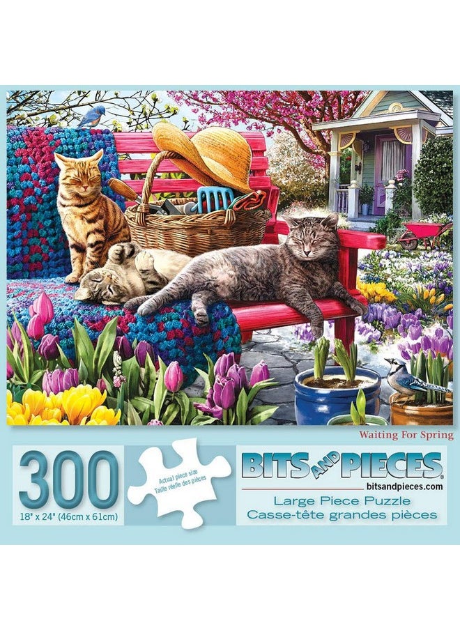 Bits and Pieces - Value Set of Three (3) - 300 Piece Jigsaw Puzzles for Adults - Spring Collection Large Piece Jigsaws by Artist Larry Jones - 18” x 24”