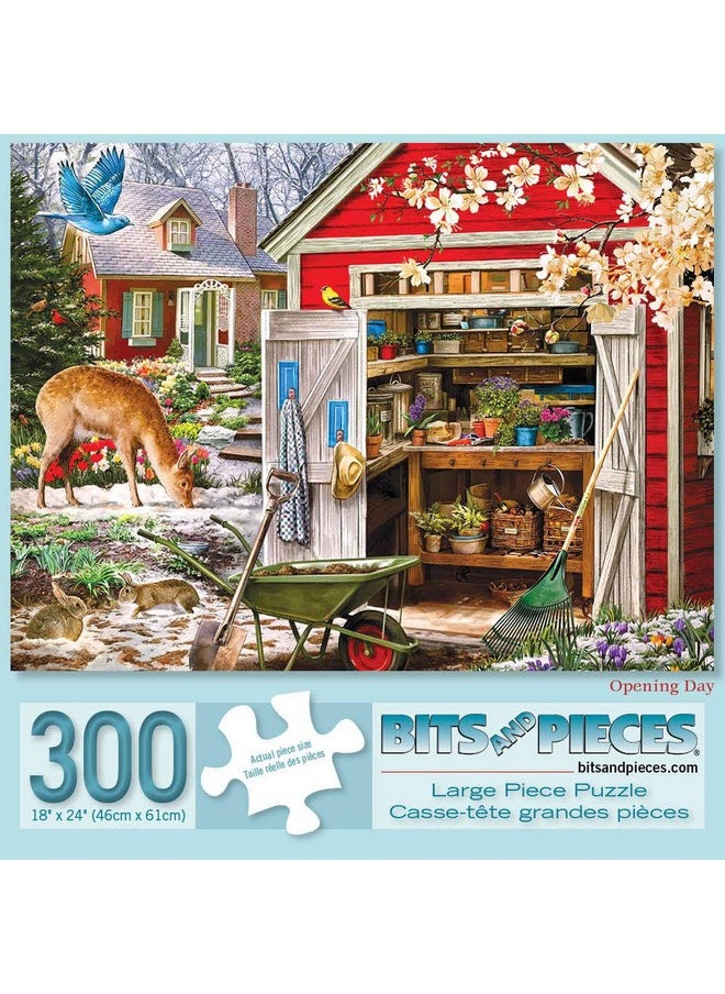 Bits and Pieces - Value Set of Three (3) - 300 Piece Jigsaw Puzzles for Adults - Spring Collection Large Piece Jigsaws by Artist Larry Jones - 18” x 24”
