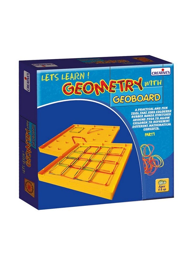 Creative's Educational Geometry with Geoboard |Games and Activity Guide | Easy & Fun Way of Learning Geometry Shape | for Kids Ages -6 Years and Up (20 Rubber Bands)