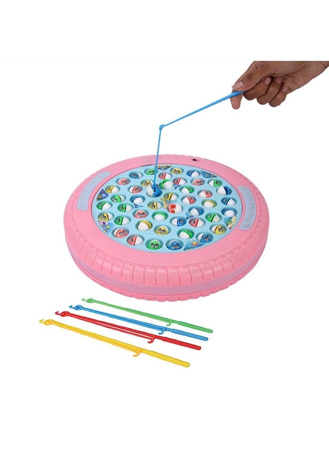 SKOODLE Quest Hook Da Fish Rechargeable Fishing Game | 45 Fishes & 4 Fishing Pole | Musical Rotating Fishing Board Game| Age 5+ | Rose