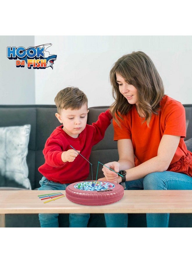 SKOODLE Quest Hook Da Fish Rechargeable Fishing Game | 45 Fishes & 4 Fishing Pole | Musical Rotating Fishing Board Game| Age 5+ | Rose