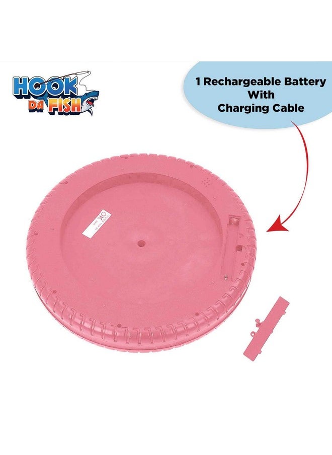 SKOODLE Quest Hook Da Fish Rechargeable Fishing Game | 45 Fishes & 4 Fishing Pole | Musical Rotating Fishing Board Game| Age 5+ | Rose