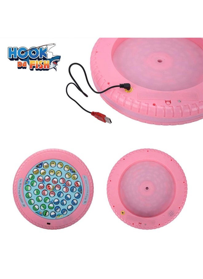 SKOODLE Quest Hook Da Fish Rechargeable Fishing Game | 45 Fishes & 4 Fishing Pole | Musical Rotating Fishing Board Game| Age 5+ | Rose