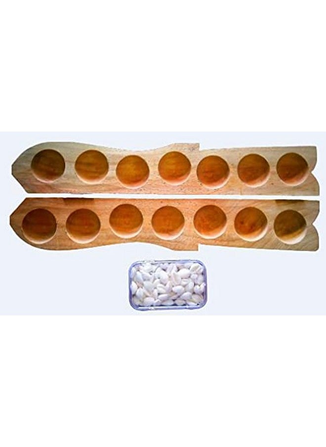 Jayam Traditional Wooden Pallankuli Set with Shells and Box,for-All Ages, All Ages, Yellow