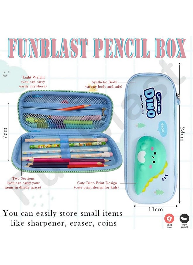 FunBlast Pencil Case for Kids, 3D Squishy Destress Pencil Box, Stationary Organizer Pencil Box for Kids, Boys and Girls, Pencil Pouches for School (Pack of 1 Pcs - Multicolor) (Dino)