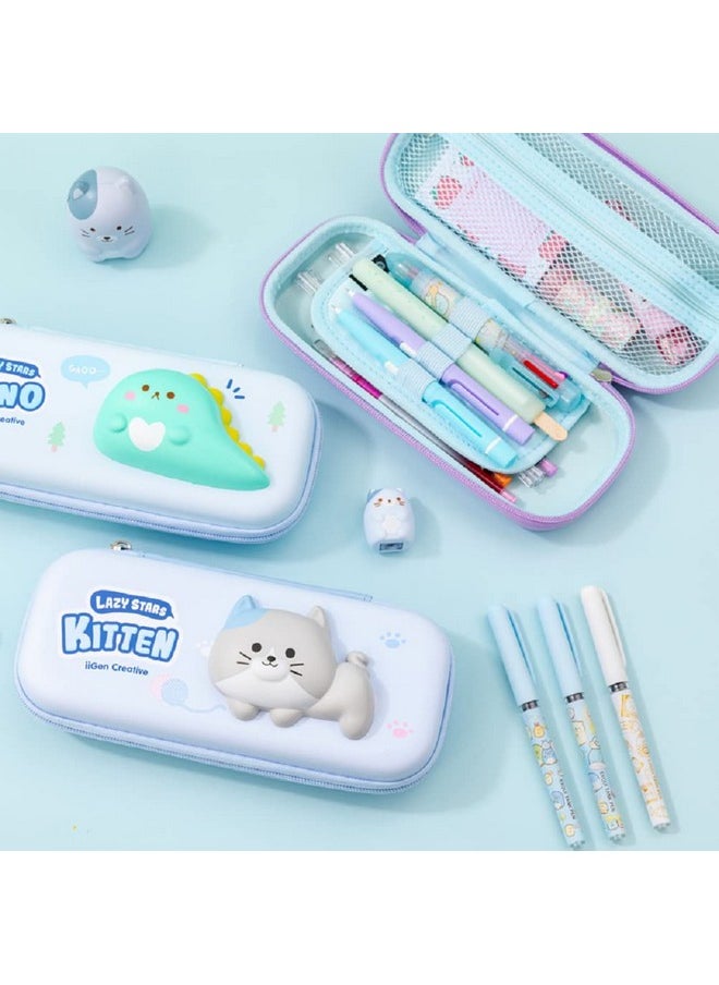 FunBlast Pencil Case for Kids, 3D Squishy Destress Pencil Box, Stationary Organizer Pencil Box for Kids, Boys and Girls, Pencil Pouches for School (Pack of 1 Pcs - Multicolor) (Dino)