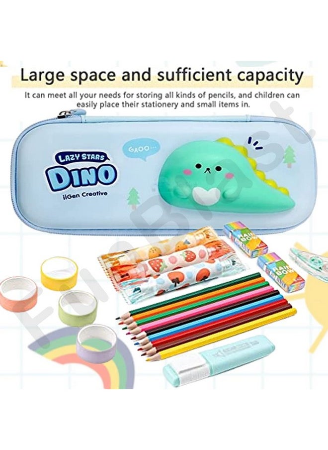 FunBlast Pencil Case for Kids, 3D Squishy Destress Pencil Box, Stationary Organizer Pencil Box for Kids, Boys and Girls, Pencil Pouches for School (Pack of 1 Pcs - Multicolor) (Dino)