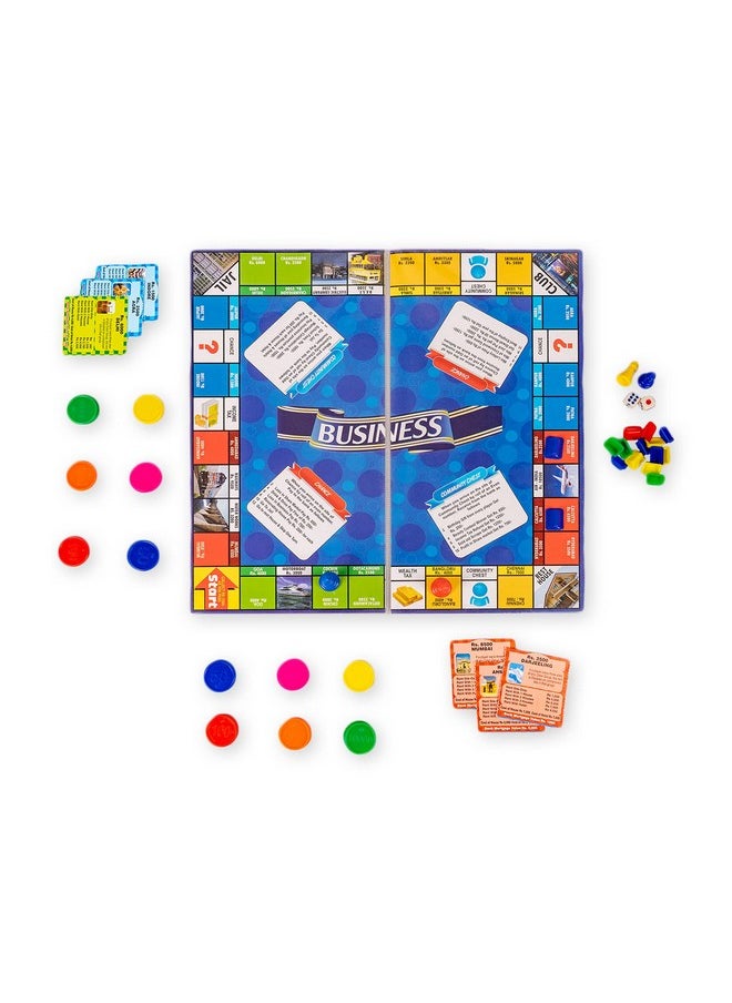 Ratna's Business JR. Coins 5 in 1 Board Game Set | Includes Games Like Business, Snake and Ladders, Ludo, Car Rally, and Cricket | Perfect for Kids & Adults 2-4 Players
