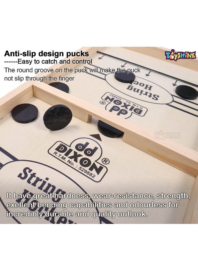 Toyshine Dixon 3 in 1 String Hockey with Ludo and Snakes and Ladder, Fast Sling Puck Game Board String Hockey Toy | Party Game for Adult Parent Kids Children Family Brown