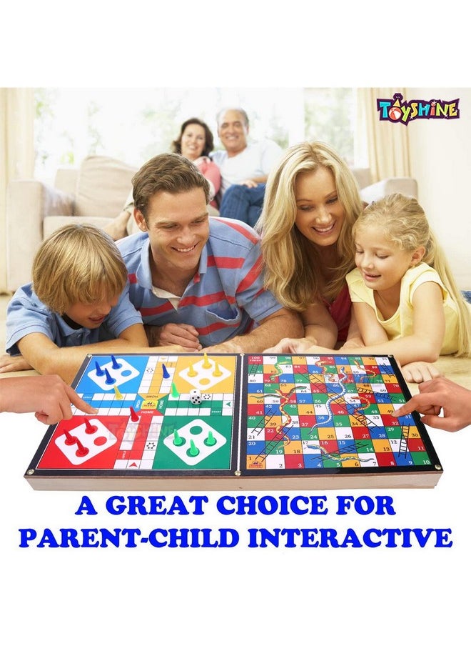 Toyshine Dixon 3 in 1 String Hockey with Ludo and Snakes and Ladder, Fast Sling Puck Game Board String Hockey Toy | Party Game for Adult Parent Kids Children Family Brown