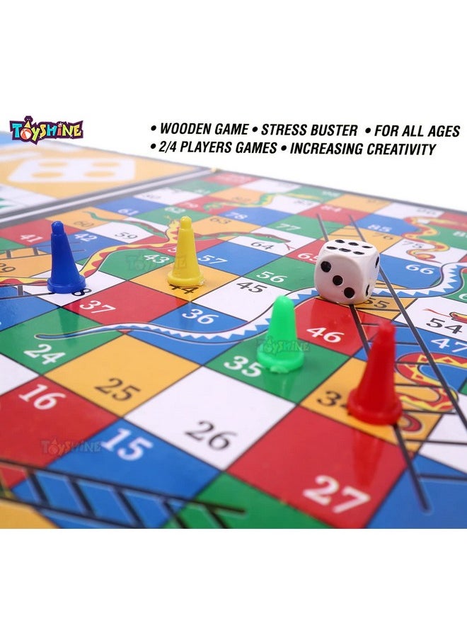 Toyshine Dixon 3 in 1 String Hockey with Ludo and Snakes and Ladder, Fast Sling Puck Game Board String Hockey Toy | Party Game for Adult Parent Kids Children Family Brown