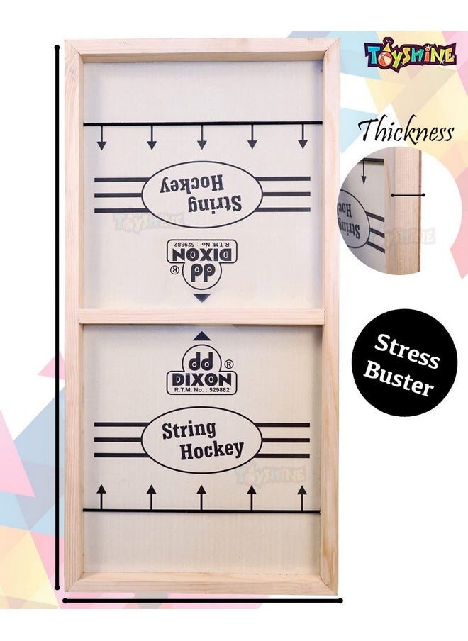 Toyshine Dixon 3 in 1 String Hockey with Ludo and Snakes and Ladder, Fast Sling Puck Game Board String Hockey Toy | Party Game for Adult Parent Kids Children Family Brown
