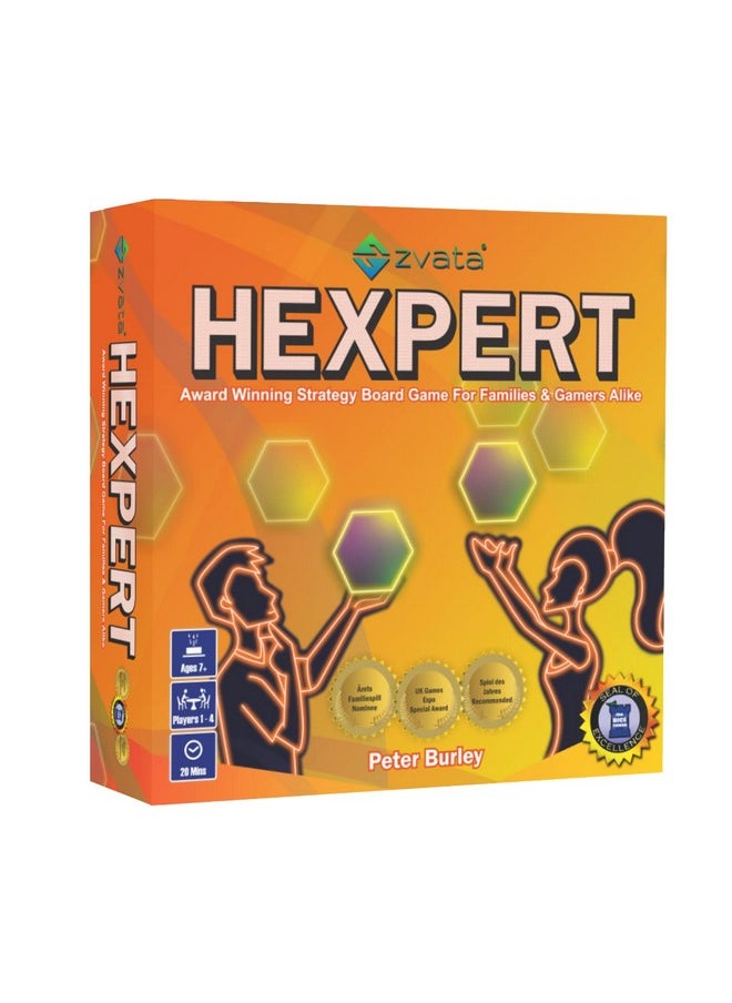 Zvata Hexpert - an Award Winning Board Game for Adults, Family and Kids 7+ Years | Fun Strategy Board Game | Multicolour