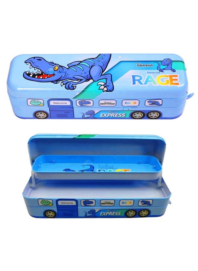 FunBlast Pencil Box for Kids, Metal Pencil Box with Moving Tyres, Truck Geometry Box, Pen & Pencil Case for Kids, Stationery Organizer, Birthday Return Gift for Kids (Multicolor)