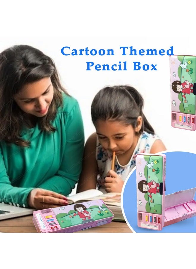 FunBlast Magnetic Cartoon Pencil Case, Multifunction Pen & Pencil Box, Stationery Organizer Box Birthday Return Gift For Kids Girls, (Multicolor, Plastic)