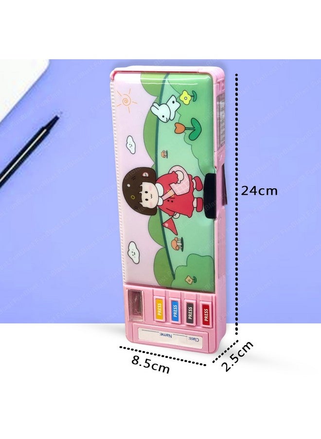 FunBlast Magnetic Cartoon Pencil Case, Multifunction Pen & Pencil Box, Stationery Organizer Box Birthday Return Gift For Kids Girls, (Multicolor, Plastic)