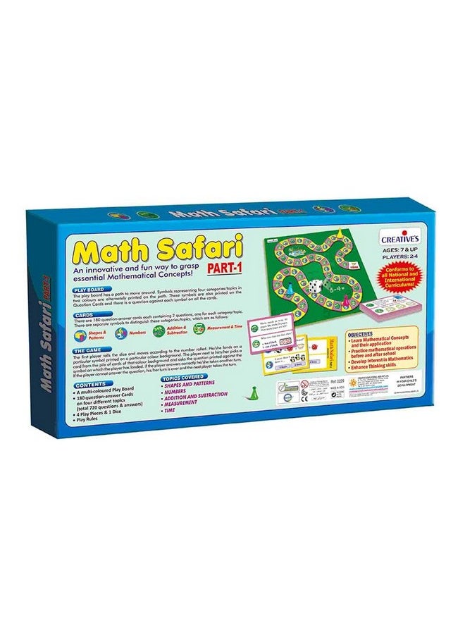 Creative's Math Safari | Fun & Challenging Board Game | Shapes & Patterns, Numbers, Addition & Subtraction, Measurement & Time | Math Practice for kids | Learning & Educational Board Game |Ages 7 & Up