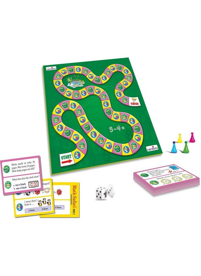 Creative's Math Safari | Fun & Challenging Board Game | Shapes & Patterns, Numbers, Addition & Subtraction, Measurement & Time | Math Practice for kids | Learning & Educational Board Game |Ages 7 & Up